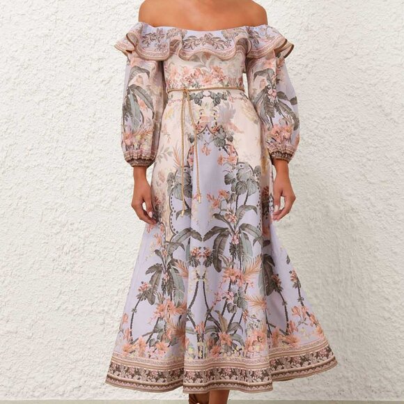 𝒁𝒊𝒎𝒎𝒆𝒓𝒎𝒂𝒏𝒏 WYLIE off-the-shoulder midi dress - Picture 1 of 11